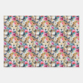 Cheetah Floral Boho Waterverf Pattern Inpakpapier Vel (Voorkant 3)