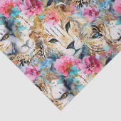 Cheetah Floral Boho Waterverf Pattern Tissuepapier (Detail)