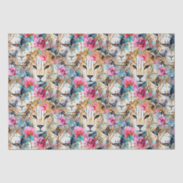 Cheetah Floral Boho Waterverf Pattern Tissuepapier
