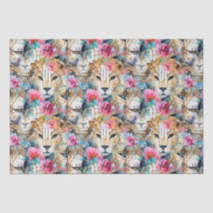 Cheetah Floral Boho Waterverf Pattern Tissuepapier