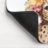 Cheetah Flower Crown Art Waterverf Safari Wild Muismat (Hoek)