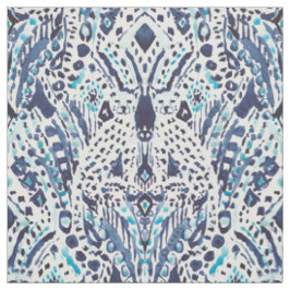 CHEETAH FRIEND Ikat Tribal in Indigo Stof
