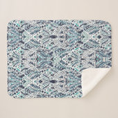 CHEETAH FRIEND Ikat Tribal Indigo Blauw Sherpa Deken (Voorkant (horizontaal))