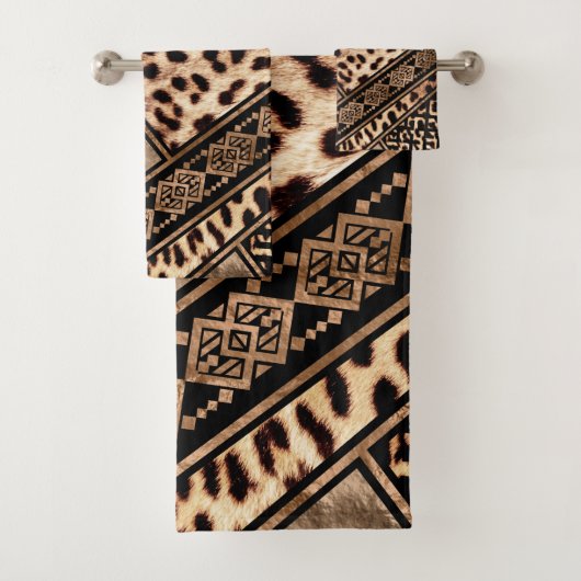 Cheetah Fur met etnische namen Bad Handdoek (Insitu)