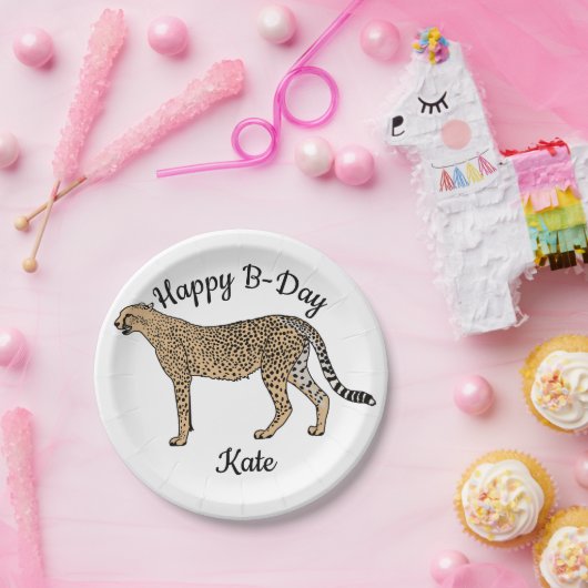 Cheetah Gelukkige Verjaardag Papieren Bordje (Feest)