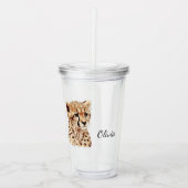 Cheetah gezicht gepersonaliseerd acryl drinkbeker (Voorkant)