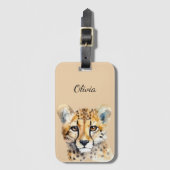 Cheetah gezicht gepersonaliseerd bagagelabel (Voorkant (verticaal))