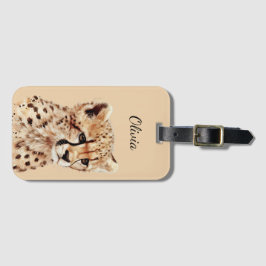 Cheetah gezicht gepersonaliseerd bagagelabel