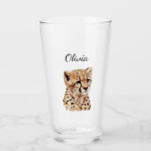 Cheetah gezicht gepersonaliseerd glas (Voorkant)