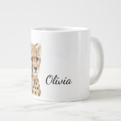 Cheetah gezicht gepersonaliseerd grote koffiekop (Voorkant rechts)