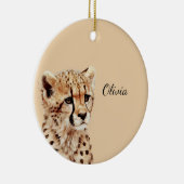 Cheetah gezicht gepersonaliseerd keramisch ornament (Rechts)