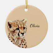 Cheetah gezicht gepersonaliseerd keramisch ornament (Voorkant)