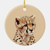 Cheetah gezicht gepersonaliseerd keramisch ornament (Achterkant)