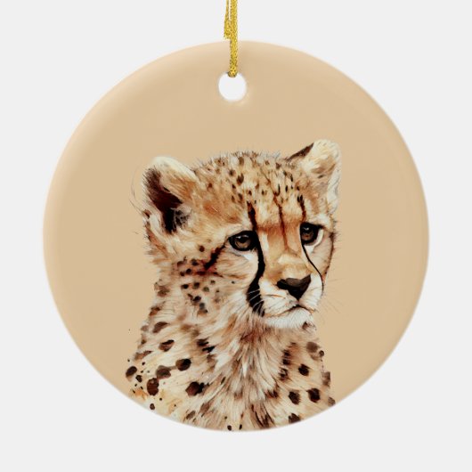 Cheetah gezicht gepersonaliseerd keramisch ornament (Achterkant)