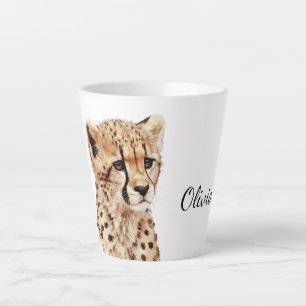 Cheetah gezicht gepersonaliseerd latte mok