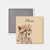 Cheetah gezicht gepersonaliseerd magneet (Voorkant / Achterkant)