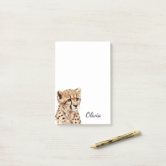 Cheetah gezicht gepersonaliseerd post-it® notes (Op bureau)