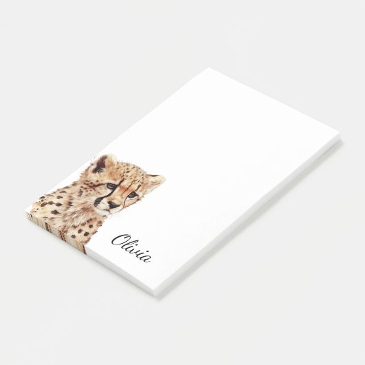 Cheetah gezicht gepersonaliseerd post-it® notes (Schuin)