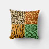 Cheetah, Giraffe, Tijger en Snake Kussen (Voorkant)