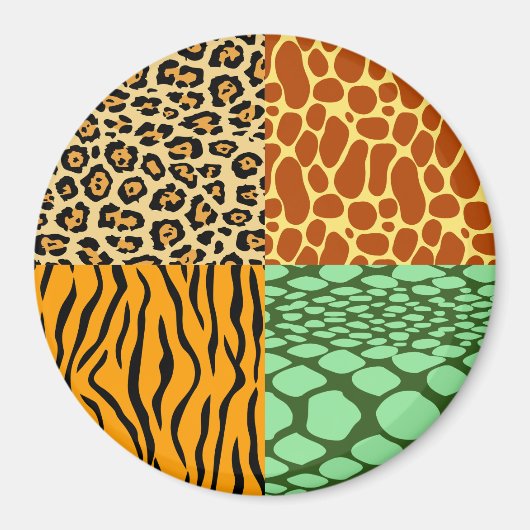Cheetah, Giraffe, Tijger en Snake Magneet (Voorkant)