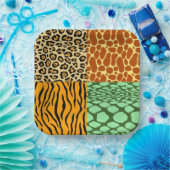 Cheetah, Giraffe, Tijger en Snake Papieren Bordje (Feest)