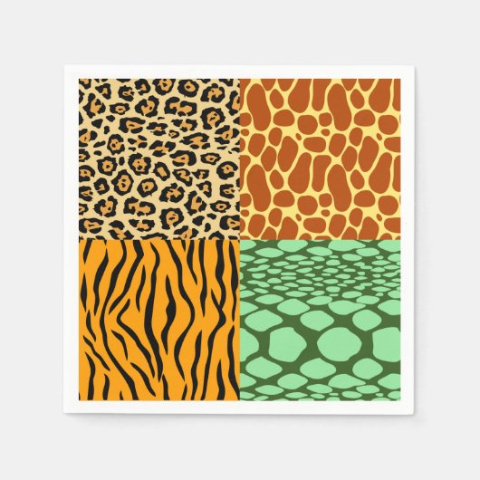 Cheetah, Giraffe, Tijger en Snake Servet (Voorkant)