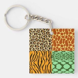 Cheetah, Giraffe, Tijger en Snake Sleutelhanger