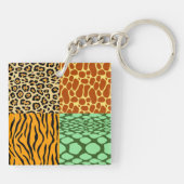 Cheetah, Giraffe, Tijger en Snake Sleutelhanger (Achterkant)