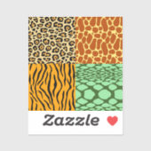 Cheetah, Giraffe, Tijger en Snake Sticker (Vel)