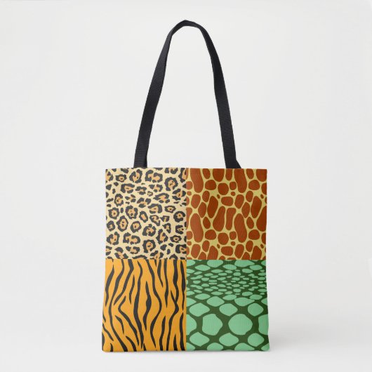 Cheetah, Giraffe, Tijger en Snake Tote Bag (Voorkant)