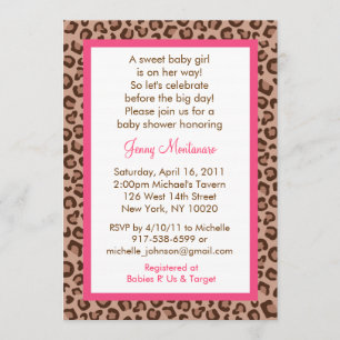 Cheetah Girl Animal Print Baby Shower Invitaties Kaart