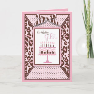 Cheetah Girl Birthday Card Kaart