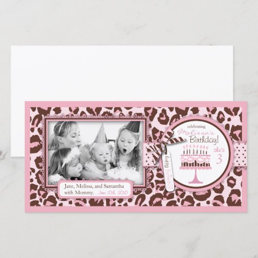 Cheetah Girl Birthday-fotokaart (Voorkant / Achterkant)