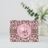 Cheetah Girl Briefkaart Roze B (Staand voorkant)