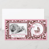 Cheetah Girl Fotokaart Roze Aankondiging (Voorkant / Achterkant)