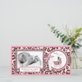 Cheetah Girl Fotokaart Roze Aankondiging (Staand voorkant)