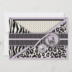 Cheetah Girl Invitation Card Lila Kaart