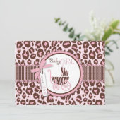 Cheetah Girl Invitation Card Pink B Kaart (Staand voorkant)