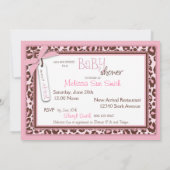 Cheetah Girl Invitation Card Pink B Kaart (Achterkant)