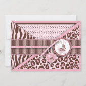 Cheetah Girl Invitation Card Pink C Kaart (Voorkant)