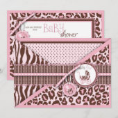 Cheetah Girl Invitation Card Pink C Kaart (Voorkant / Achterkant)