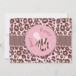 Cheetah Girl Invitation Card Pink D Kaart