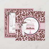 Cheetah Girl Invitation Square 2 Kaart (Voorkant / Achterkant)