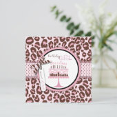 Cheetah Girl Invitation Square 2 Kaart (Staand voorkant)