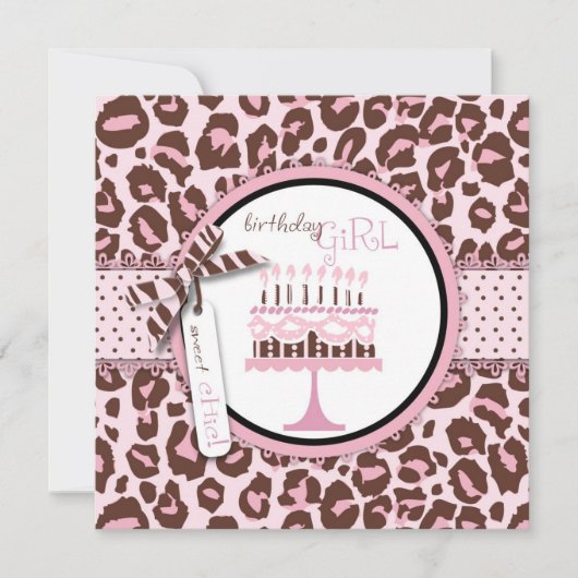 Cheetah Girl Invitation Square 2 Kaart (Voorkant)