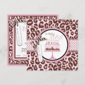 Cheetah Girl Invitation Square Kaart (Voorkant / Achterkant)