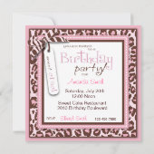 Cheetah Girl Invitation Square Kaart (Achterkant)