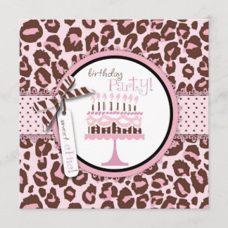 Cheetah Girl Invitation Square Kaart