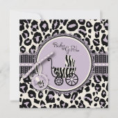 Cheetah Girl Invitation Square Lila Kaart (Voorkant)
