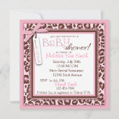 Cheetah Girl Invitation Square Pink B Kaart (Achterkant)